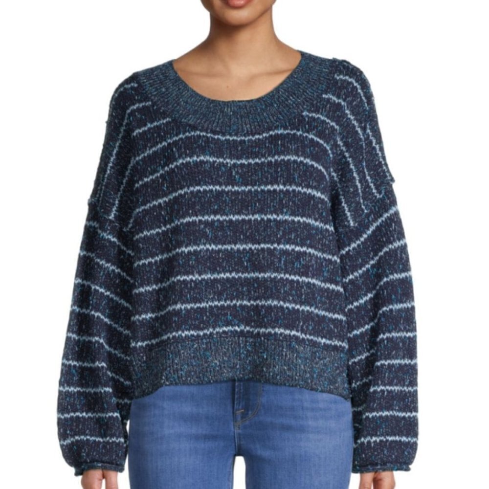Free People 'Starlight' Striped Pullover Sweater, Blue Star Combo
